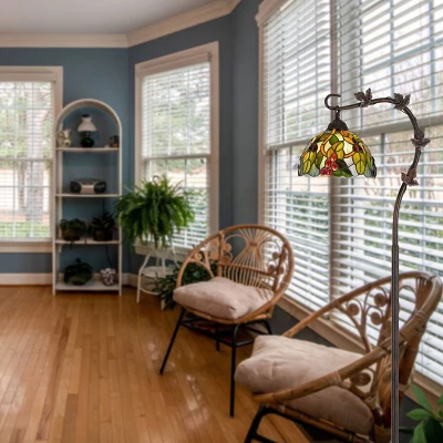 61" Metal Floor Lamp With Hand Cut Glass Tiffany Shade Dark Bronze - Cal Lighting - Image 2