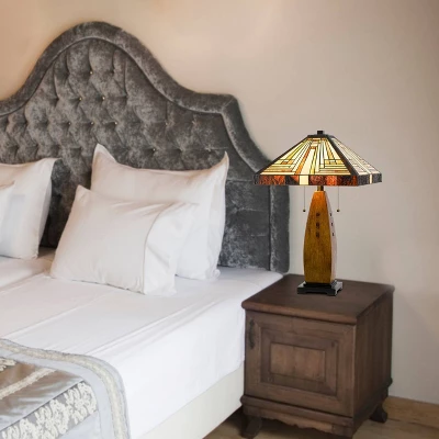 27" Resin Contemporary Mission Table Lamp With Tiffany Glass Shade - Cal Lighting - Image 2