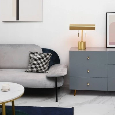 16" 2-Light Blake Table Lamp Matte Brass - Globe Electric - Image 3