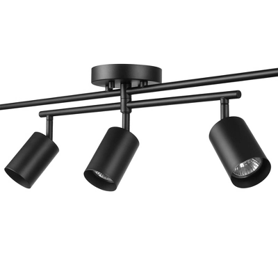 5-Light Matte Black Track Lighting With Center Swivel Bar With Pivoting Shades - Globe Electric - Image 6