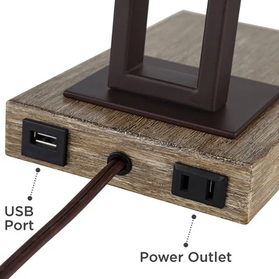 Franklin Iron Works Maricopa Rustic Farmhouse Desk Lamp 21 1/4" High Bronze Metal With USB And AC Power Outlet Mica Shade For Bedroom Living Room Home - Image 4