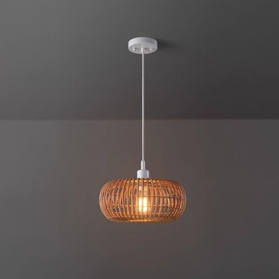 Fitz 1-Light Plug-In Or Hardwire Rattan Shade Pendant Lighting - Globe Electric - Image 5