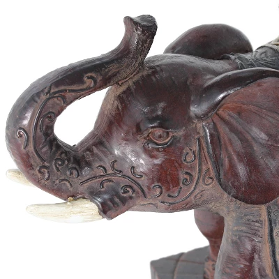 Elephant Table Lamp With Fabric Shade Brown - Lalia Home - Image 2
