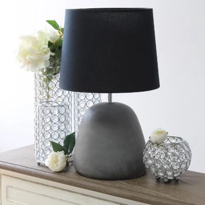 Round Concrete Table Lamp With Shade Black - Simple Designs - Image 2