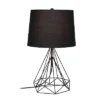 Geometric Wired Table Lamp With Fabric Shade Black - Lalia Home
