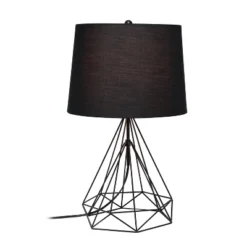 Geometric Wired Table Lamp With Fabric Shade Black - Lalia Home