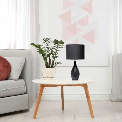 18.11" Traditional Standard Ceramic Dewdrop Table Desk Lamp With Matching Fabric Shade Black - Creekwood Home - Image 7