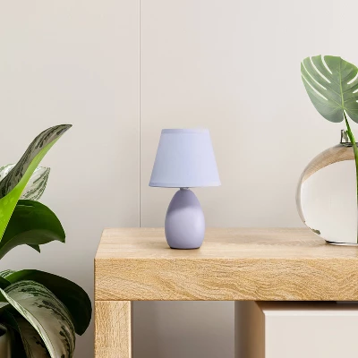9.45" Petite Ceramic Oblong Bedside Table Desk Lamp With Matching Tapered Drum Shade Purple - Creekwood Home - Image 9