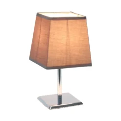 Mini Table Lamp With Squared Empire Fabric Shade Gray - Simple Designs