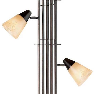 Franklin Iron Works Metro Mission Rustic Torchiere Floor Lamp With Side Lights 71" Tall Bronze Champagne Glass For Living Room Reading Bedroom Office - Image 2