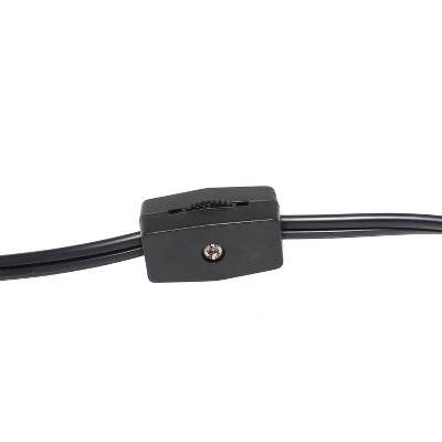 20.4" Traditional Ceramic Purled Texture Bedside Table Desk Lamp With White Fabric Drum Shade Black - Simple Designs - Image 2