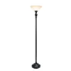 1-Light Classic Torchiere Floor Lamp With Marbleized Glass Shade Restoration Bronze - Lalia Home
