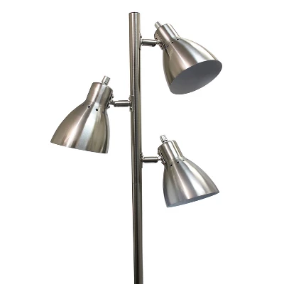 64" Traditional 3 Light Metal Floor Lamp With Adjustable Spotlight Shades Brushed Nickel - Creekwood Home - Image 3