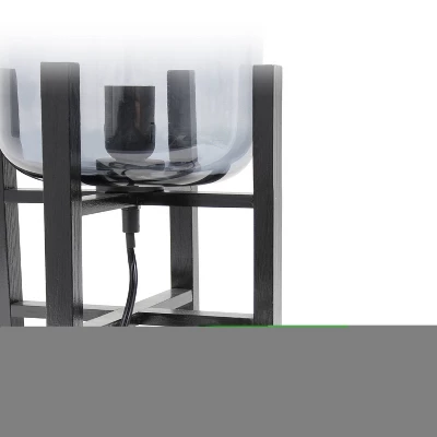 Wood Mounted Table Lamp With Glass Cylinder Shade Smoke - Simple Designs - Image 6