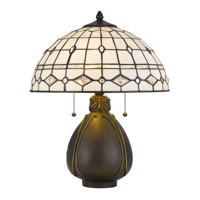 20" Tiffany Table Lamp With Hand Cut Stained Glass Shade Dark Bronze - Cal Lighting - Image 2