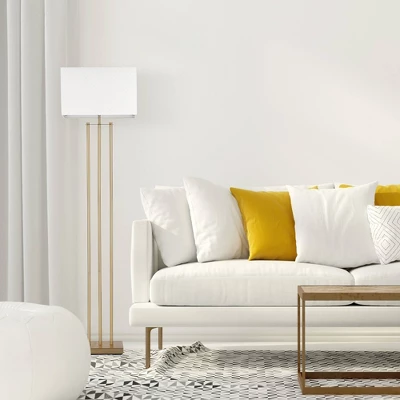 62" Soho Floor Lamp With Linen Shade White - Globe Electric - Image 3