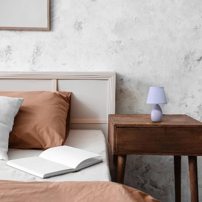 9.45" Petite Ceramic Oblong Bedside Table Desk Lamp With Matching Tapered Drum Shade Purple - Creekwood Home - Image 7