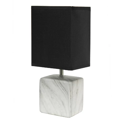 Petite Marbled Ceramic Table Lamp With Fabric Shade - Simple Designs - Image 8