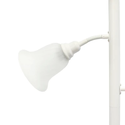 Torchiere Floor Lamp With 2 Reading Lights And Scalloped Glass Shades White - Lalia Home - Image 6