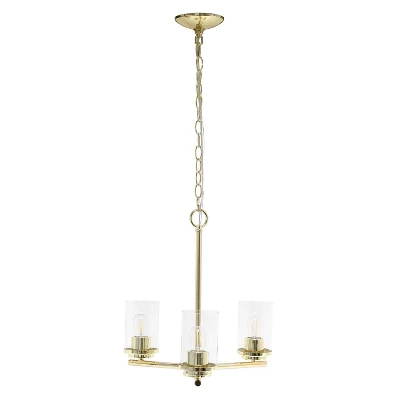3-Light 15" Classic Contemporary Clear Glass/Metal Hanging Pendant Chandelier - Lalia Home - Image 12