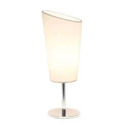 Mini Table Lamp With Angled Fabric Shade White - Simple Designs