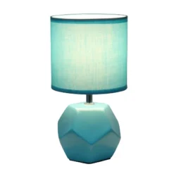 Round Prism Mini Table Lamp With Matching Fabric Shade - Simple Designs