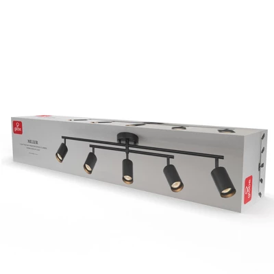 5-Light Matte Black Track Lighting With Center Swivel Bar With Pivoting Shades - Globe Electric - Image 4