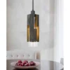 5.5" X 5.5" Reggio Wood Pendant With Clear Glass Cylinder Shade Dark Brown - Cal Lighting