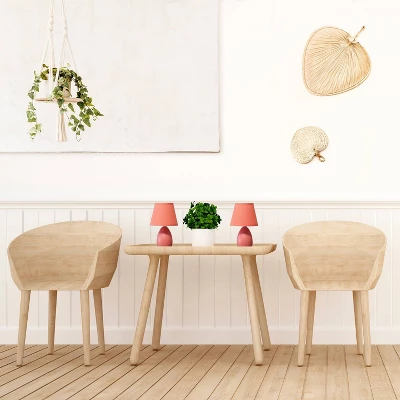 9.45" 2pk Petite Ceramic Oblong Bedside Table Desk Lamps With Matching Tapered Drum Shade Orange - Creekwood Home - Image 7