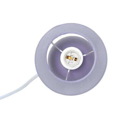 8.66" Petite Ceramic Orb Base Bedside Table Desk Lamp With Matching Tapered Drum Fabric Shade Purple - Creekwood Home - Image 4