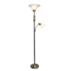 Torchiere Floor Lamp With Reading Light And Marble Glass Shade Antique Brass - Lalia Home