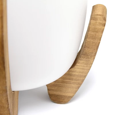 15" Organic Contemporary Natural Wood Accented Table Desk Lamp With Translucent Glass Shade - Lalia Home - Image 7