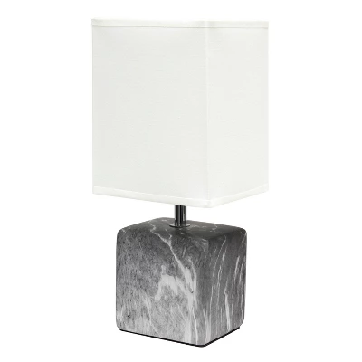 Petite Marbled Ceramic Table Lamp With Fabric Shade - Simple Designs - Image 9