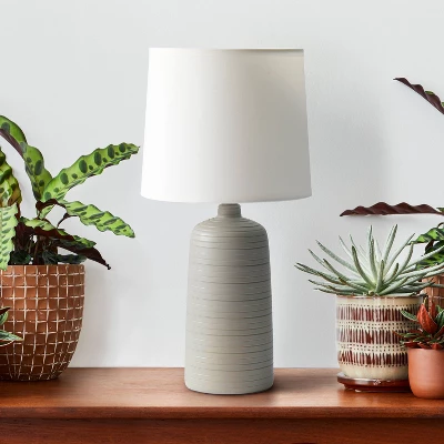 Textured Linear Ceramic Table Lamp - Simple Designs - Image 2
