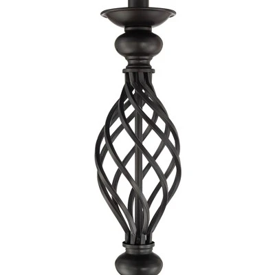 Franklin Iron Works Annie Rustic Floor Lamp Standing 63" Tall Bronze Iron Scroll Cream Hardback Drum Shade For Living Room Bedroom Office House Home - Image 4