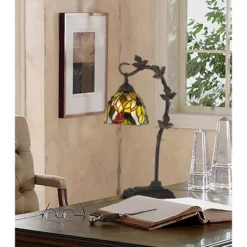 24" Metal Table Lamp With Hand Cut Glass Tiffany Shade Dark Bronze - Cal Lighting