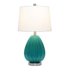 Pleated Table Lamp With Fabric Shade Teal - Lalia Home