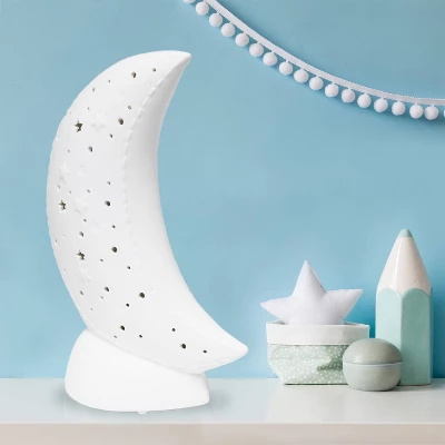 Porcelain Moon Shaped Table Lamp White - Simple Designs - Image 4