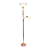 Torchiere Floor Lamp With Reading Light And Marble Glass Shade Rose Gold - Lalia Home