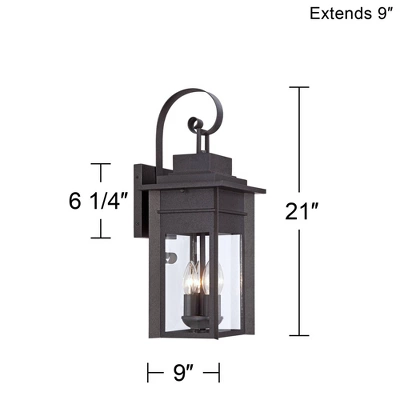 Franklin Iron Works Bransford Mission Outdoor Wall Light Fixture Black Specked Gray 21" Clear Glass For Post Exterior Barn Deck House Porch Yard Patio - Image 5