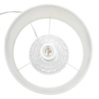 17.75" Contemporary Engraved Honeycomb Glass Table Desk Lamp With Fabric Shade Clear/White - Lalia Home - Image 5