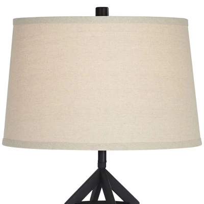 Franklin Iron Works Lucas Western Table Lamps 26" High Set Of 2 Bronze With USB Charging Port And Nightlight LED Drum Shade For Bedroom Bedside Desk - Image 7