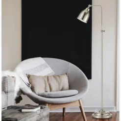 46" X 62" Adjustable Height With Metal Floor Lamp Brushed Steel - Cal Lighting