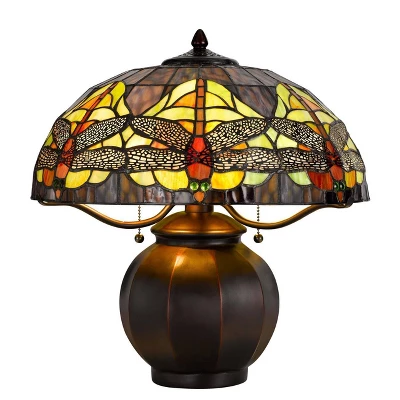 18.25" Metal Contemporary Mission Table Lamp With Tiffany Glass Shade - Cal Lighting - Image 4
