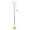 Torchiere Floor Lamp With Reading Light And Marble Glass Shades Gold - Lalia Home