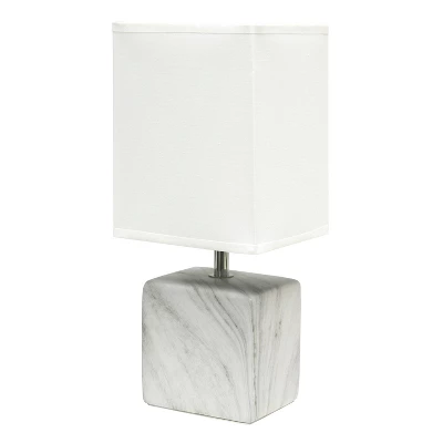 Petite Marbled Ceramic Table Lamp With Fabric Shade - Simple Designs - Image 10