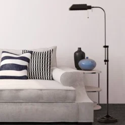 46" X 57" Adjustable Height Metal Pharmacy Floor Lamp Dark Bronze - Cal Lighting