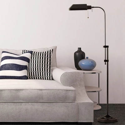 46" X 57" Adjustable Height Metal Pharmacy Floor Lamp Dark Bronze - Cal Lighting