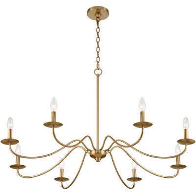 Franklin Iron Works Soft Gold Chandelier 42" Wide Farmhouse Rustic Bent Arms 8-Light Fixture For Dining Room Living House Home Foyer Kitchen Island - Image 7