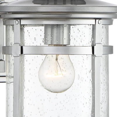 Franklin Iron Works Callaway Modern Industrial Outdoor Wall Light Fixture Chrome 11 3/4" Clear Seedy Glass For Post Exterior Barn Deck House Porch - Image 2